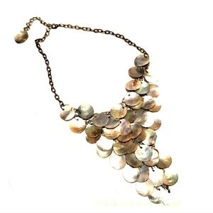 Vintage shell disc bib necklace